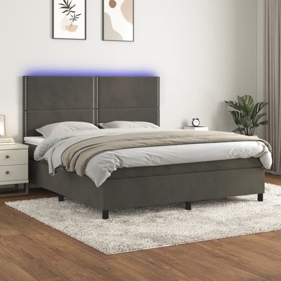 Petrashop 3136072 boxspring postel s matrací a LED tmavě šedá samet