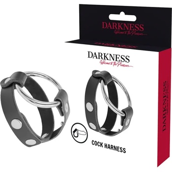 Пенис ринг, метална основа и кожена каишка - Darkness Ring (D-226734)