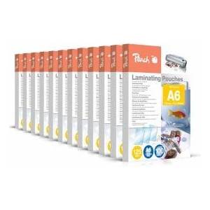 Peach laminating film A6-125 mic - 12x100 pouches - glossy - premium quality for best laminating results - compatible with devices from all brand manufacturers - PP525-0412A
