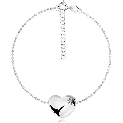 Šperky eshop Brilantní náramek ze stříbra vypouklé srdce hvězda Polaris čirý diamant T03.14