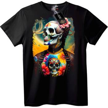 NOONEBRAND Тениска Цветен черепен арт - 2XL, Black