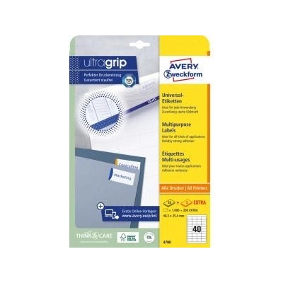 Etikety univerzálne 48,5x25,4mm Avery A4 25+5 hárkov