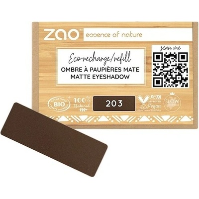 Zao Oci Eyeshadow-Primer Refill Rectangular Eyeshadow Matt 203 Dark Brown 1,3 g