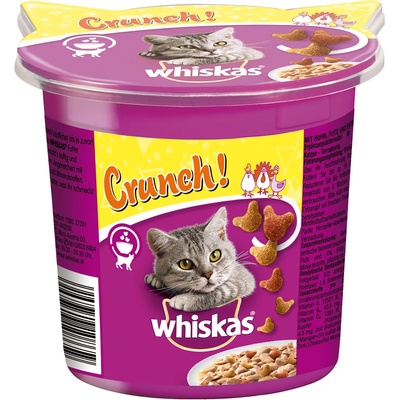 Whiskas 2 + 1 подарък! 3 x Whiskas лакомства - Crunch корнфлейкс с пилешко, пуешко и патешко (15 100 г)