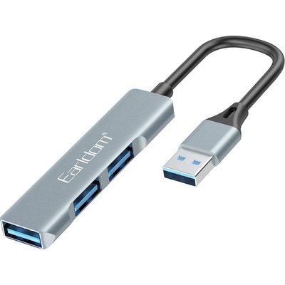 Earldom USB хъб Earldom ET-HUB09, USB 3.0, 3 Порта, Сив - 40218 (40218)
