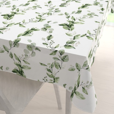 Biante bavlna obdĺžnikový obrus Sandra SA-422 Zelené listy na bielom 100x140 cm