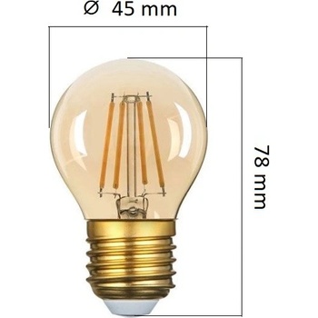 Stmívatelná retro LED žárovka E27 4W 320lm G45 extra teplá, filament, ekvivalent 30W