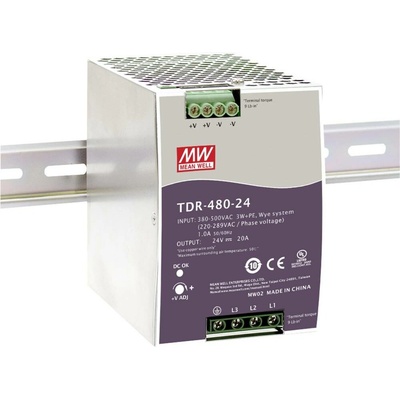 MEAN WELL TDR-480-24 síťový zdroj na DIN lištu DC/DC 20 A 480 W Počet výstupů:1 x Obsah 1 ks