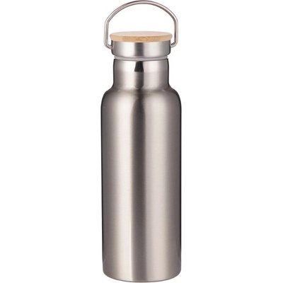 AveTech Stříbrná termoska s bambusovým víčkem 500 ml