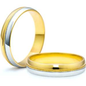 SAVICKI Сватбени халки: двуцветно злато, кръгли. 4 мм - savicki - 2 167,06 лв