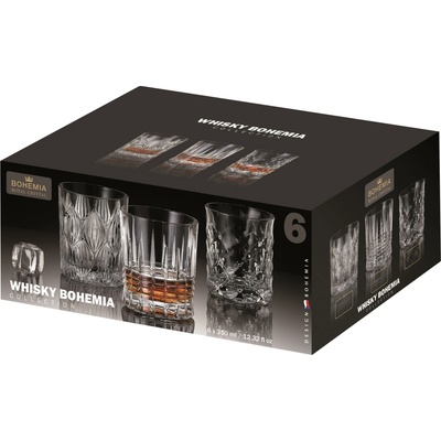 ROYAL CRYSTAL BOHEMIA Poháre Bohemia whisky mix dekorov 6 x 350 ml