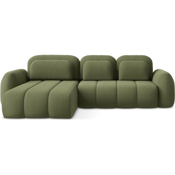 makamii Зелен разтегателен ъглов диван с място за съхранение от букле (ляв ъгъл) Pele - Makamii (PELE_LCF_40_P1_C6)