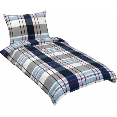 Bellatex Obliečky krep 80/573 modro-sivé káro 140x220 70x90