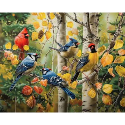 ZUTY Obrazy na stenu - SPEVAVÍ VTÁCI A BREZA Rámovanie: bez rámu a bez vypnutia plátna, Rozmer: 40x50 cm