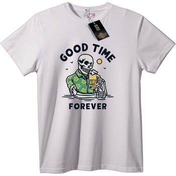 NOONEBRAND Тениска Череп, Бира, Добро Настроение - 5XL, White