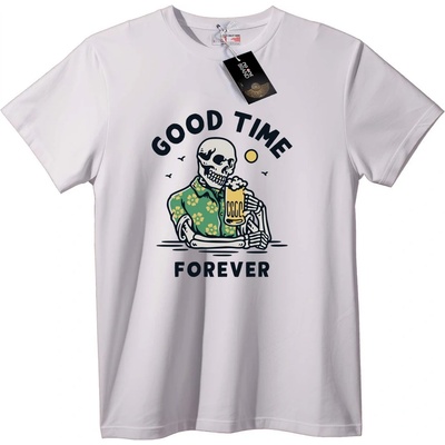 NOONEBRAND Тениска Череп, Бира, Добро Настроение - 5XL, White