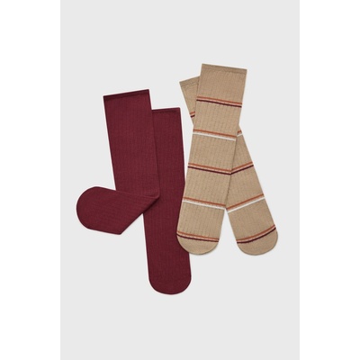 Oroblú 2PACK ponožky Twins Plain and Stripes vysoké vínovo-béžová
