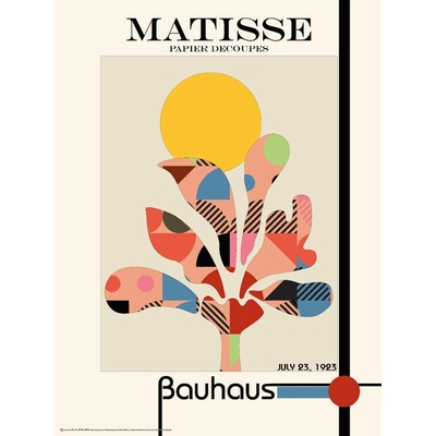 Plagát, Obraz - Matisse papier decoupes with abstract colorful Bauhaus pattern , 45 × 60 cm
