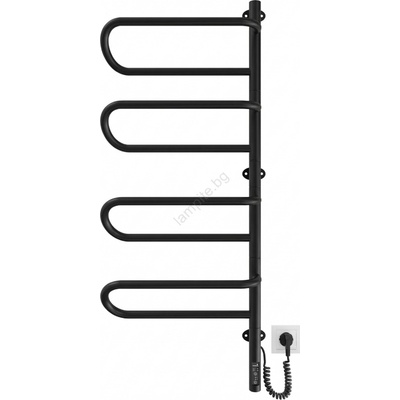 Mario Radiators Електрически въртящ се сушилник за кърпи electra 120w/230v 102, 5×44, 5 см, неръждаема стомана/черен, десен (mr0060)