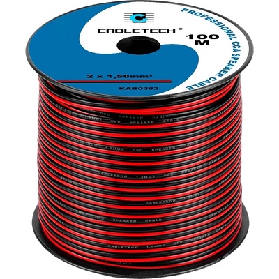 CABLETECH dvojlinka 2 x 1,5mm², čierno-červená, 100m