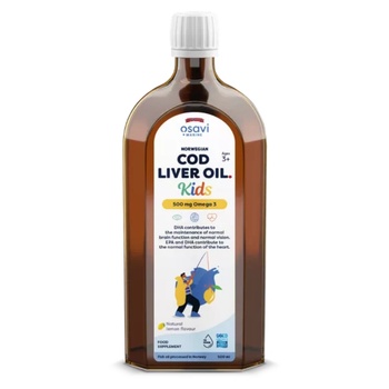Osavi Norwegian Cod Liver Oil Kids, Норвежко рибено масло от черен дроб за деца, лимон, 500 mg, 500 ml