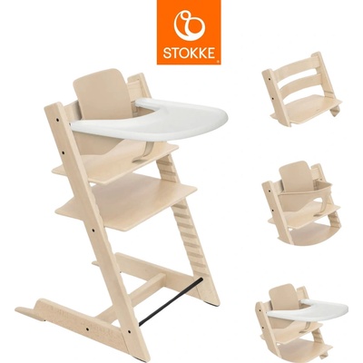 Stokke Tripp Trapp High Chair Bundle Natur + Tray White