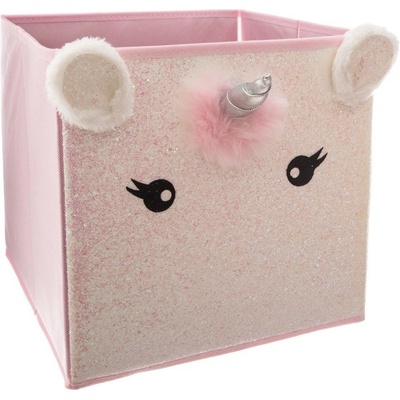 Atmosphera Úložný box Jednorožec 30 x 30 cm růžová