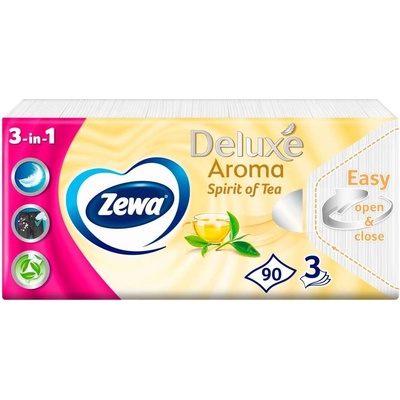 Zewa Deluxe papierové vreckovky 3-vrstvové Spirit Of Tea 90 ks