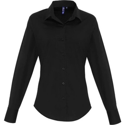 Premier Workwear Dámska bavlnená košeľa s dlhým rukávom PR344 Black