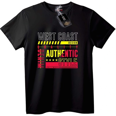 NOONEBRAND Тениска Западно Крайбрежие Автентичен Стил - 4XL, Black