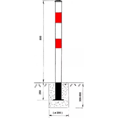 Parkovacia zábrana - zahradzovací stĺpik, nesklopný, na zabetónovanie, biely
