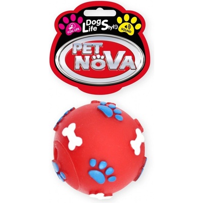 PET NOVA DOG LIFE STYLE Lopta so vzormi labiek a kostí 6 cm