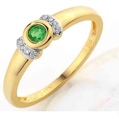 Klenoty Budín prsten s diamantem žluté zlato briliant smaragd v kombinaci 3811603 5 55 96