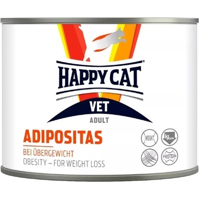 Happy Cat VET Diet Adipositas, консерва за котки, Ветеринарна специална диета за намаляване на наднорменото тегло - 200 гр, Германия 70705