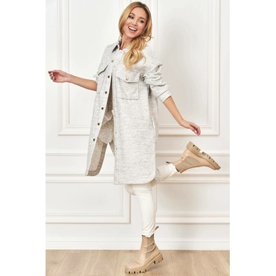 Gray long Lalous shirt coat šedá S Lalous
