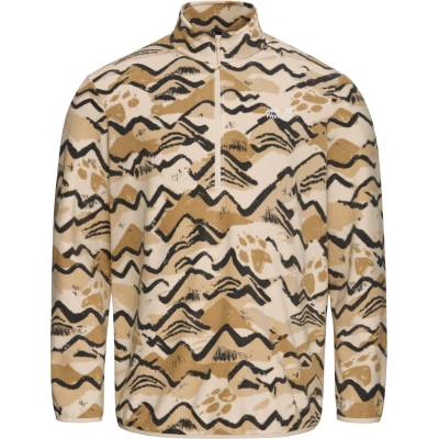 Jack Wolfskin Мъжки поларен пуловер Jack Wolfskin Paw Era 100 Print Halfzip Fleece jumper - Mountain Paw Oyster - размер XL (005-7009-0314)
