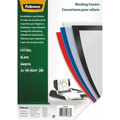 Fellowes Задна корица, A4, 280 микрона, полипропилен, матова, FELLOWES "Futura", черна 5476602 (5476602)