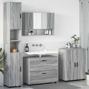 vidaXL Комплект мебели за баня 4 бр. Сив Сонома 35 x 30 x 192 см (3393089)