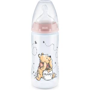Nuk Шише със силиконов биберон NUK First Choice - Disney, 0-6 месеца, 300 ml, Розово (10741022 - розов)