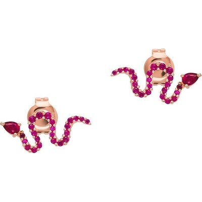 Emporio Armani pozlacené náušnice had s fuchsiovými zirkony EG3614221