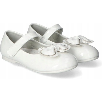 Komunijné topánky pre dievčatko, biele dievčenské poltopánky na suchý zips