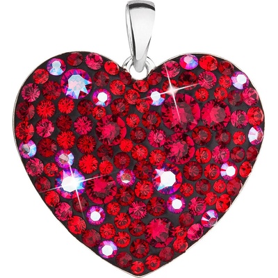 Evolution Group Strieborný prívesok s krištáľmi Swarovski červené srdce 34243 3 cherry