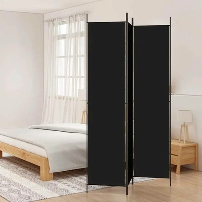 vidaXL Paraván skládací 150 × 220 cm textil černý 3dílný 350197