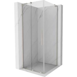 Mexen Velar L плъзгаща се душ кабина 100 x 100 см, прозрачна, четкан никел - 871-100-100-03-97 (871-100-100-03-97)