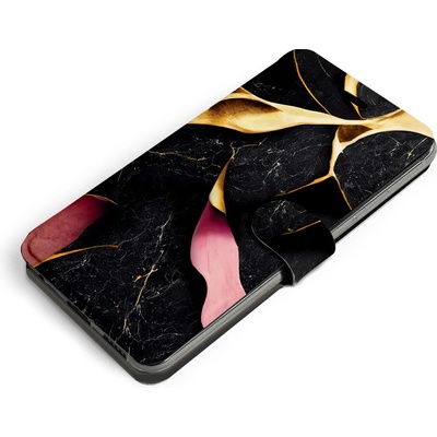 Pouzdro Mobiwear Flip Samsung Galaxy A41 - VP35S Černý a zlatavý mramor