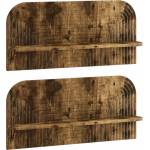 vidaXL Стенен рафт 2 бр. Опушен дъб 80.5 x 13.5 x 37.5 cm (8014955)