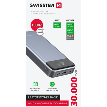 Swissten 22013917 30000 mAh šedá