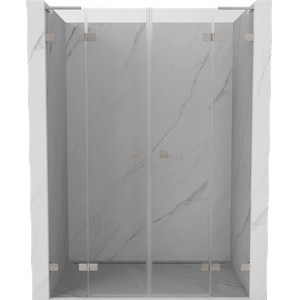 Mexen Lunar L Двойни врати за душ кабина 150 см, прозрачни, четкан никел - 834DL-150-000-97-00 (834DL-150-000-97-00)