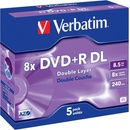 Média pro vypalování Verbatim DVD+R DL, 8,5GB 8x, AZO, jewel, 5ks (43541)