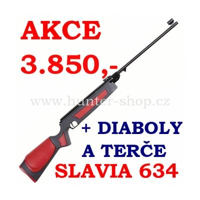 Vzduchovka Slavia 634 COLOUR - ČERVENÁ / 4,5 + TERČE + 1x diabolky zdarma (250ks)